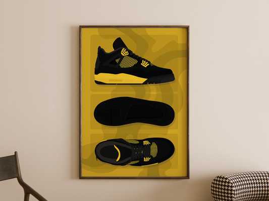 Nike Jordan 4 Yellow Thunder Sneaker Poster